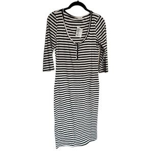 Heart & Hips black & white striped dress Midi Dress size 6 juniors Large NWT